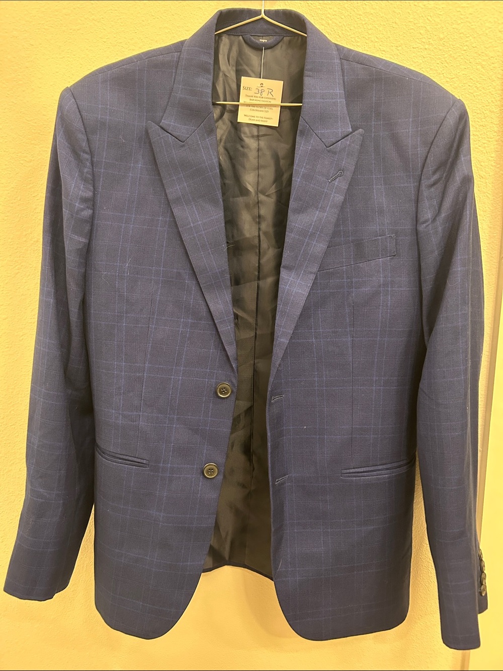 Men's Navy Windowpane Blazer - Unbranded
